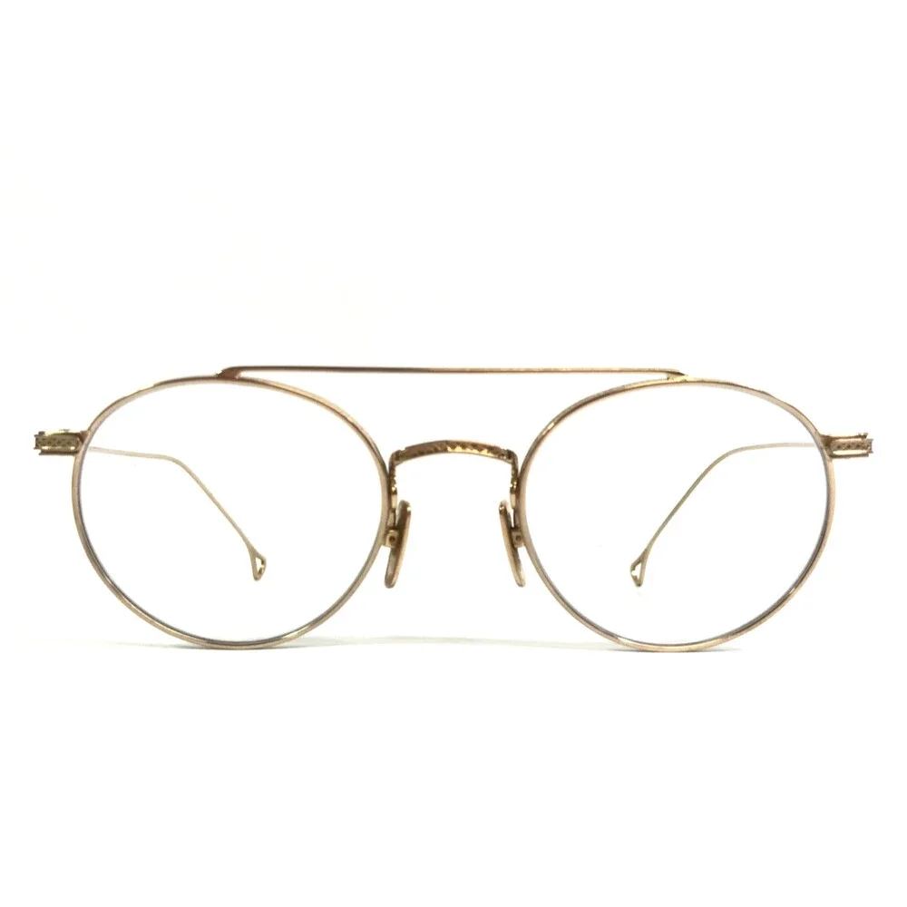 Vintage DITA Eyeglasses Frames JOURNEY Shiny Gold Aviator Wire Rim 49-21-144